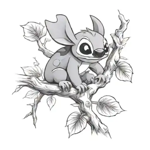 Stitch In A Tree Branch