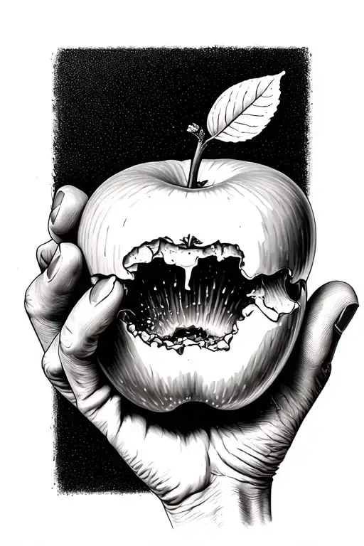 Hand Holding Apple With Bite
