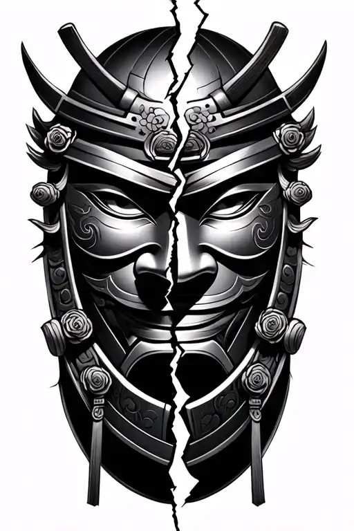 Samurai Mask Split In Half