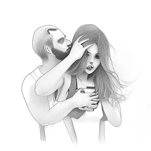 Guy Hugs Empty Girl's Contours