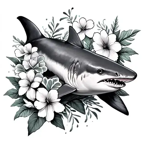Nurse Shark And Flowers