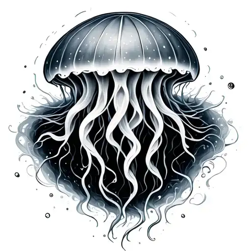 Jellyfish In Ocean Deep Hole Sucking