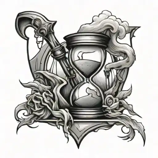 Broken Hourglass With Scythe
