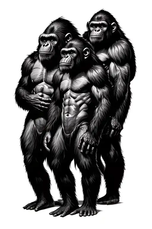 Three Ape Warriors Standing Together