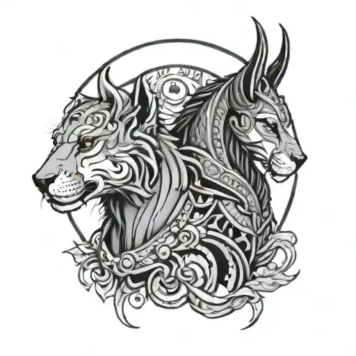 Anubis The Lioness And The Monkey King In One Image