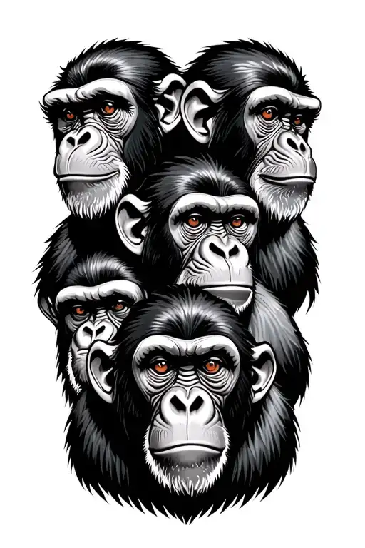 Three Monkeys Representing The Personalities