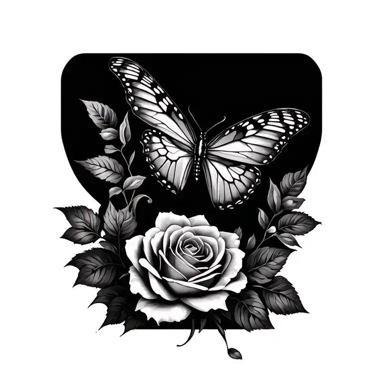 Butterfly And Roses