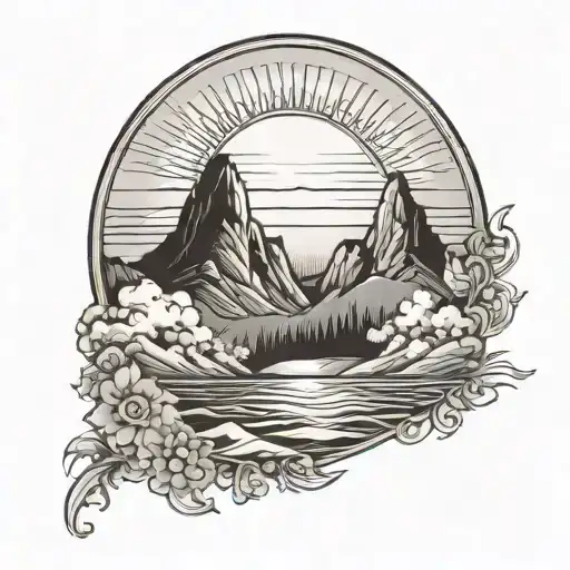 Sun Rising Behind Mountains