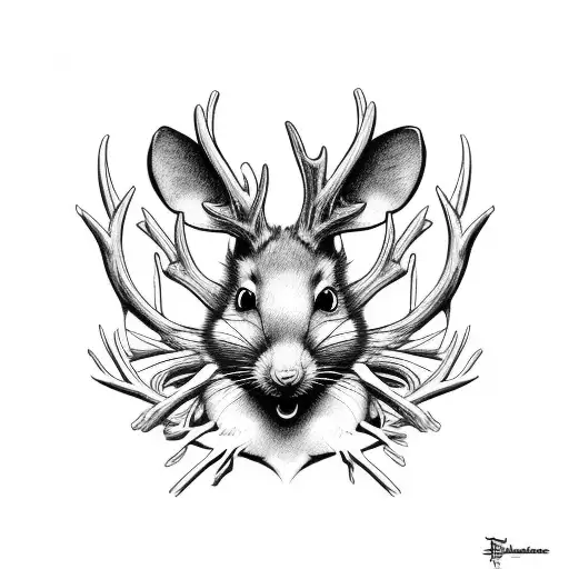 Cartoon Rattitoulie Mouse With Deer Antlers