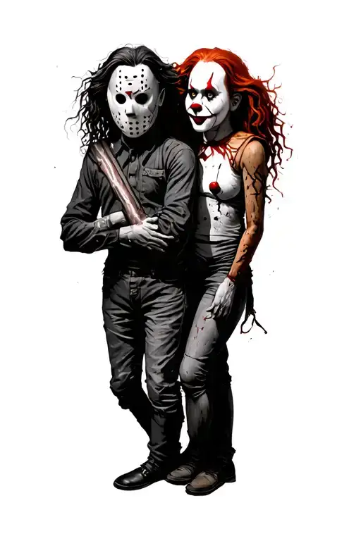 Sam From Trick R Treat Horror With Jason Voorhees And Pennywise Standing Together