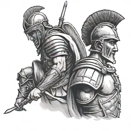 Father Son Roman Soldier