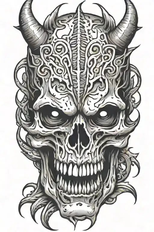 Monster Skull With Sharp Teeth