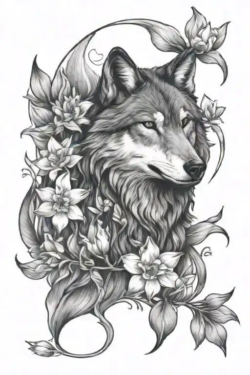 Wolf And Daffodils