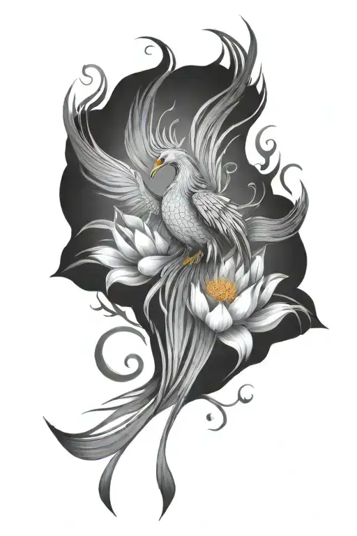 Pheonix Rising From A Lotus Flower