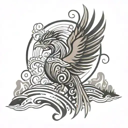 Phoenix Maori Style Mountain And Ocean