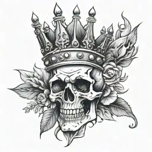 Skull Wearing Crown Surrounded By Filler Light Shining