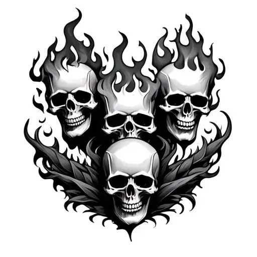 3 Fire Skulls Surrounded My Music