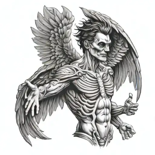 Man Figure With Wing Spread With Chest Bones