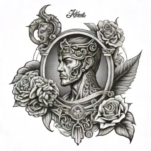 Tatto Del Brazo Al Cuello Of Julio Berne Rip Mix With Zodiac Gemini And Location Leon Mexico