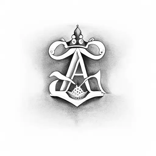 A Minimalist Tattoo Of A Letter A Wearing A Crown