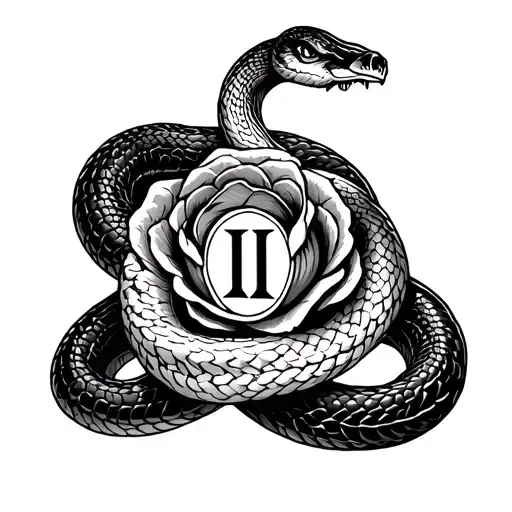 Snake Wrapped Around Roman Numeral Ii In The Center Of Money Rose Background