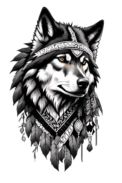 Indian And Wolf Unique
