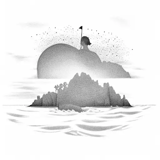 A Silhouette Of A Beach Scene With A Sunset In The Background