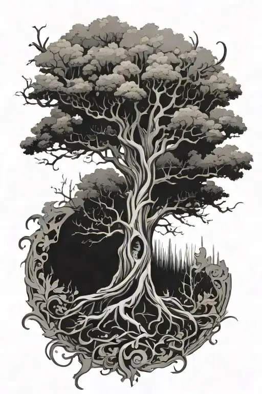 Mythical Symbols Tree Shadowy