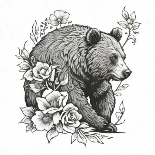 Bear And Flowers