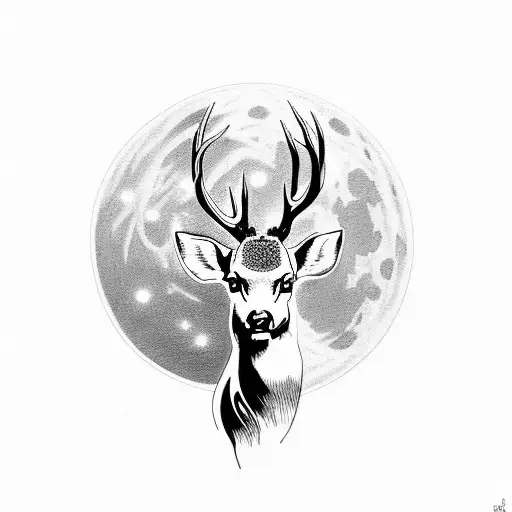 Deer In Front Of Moon