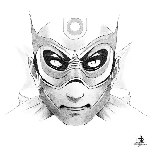 A Black And Grey Portrait Of Itachi Uchicha Wearing A Ninja Mask
