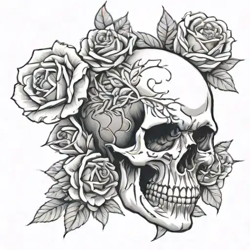 Roses Arm Sleeve Skull