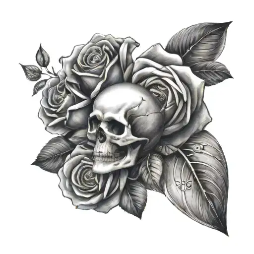 Roses Arm Sleeve With Skull