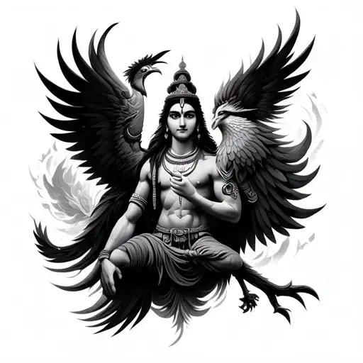 Lord Shiva And Phoenix Emerging