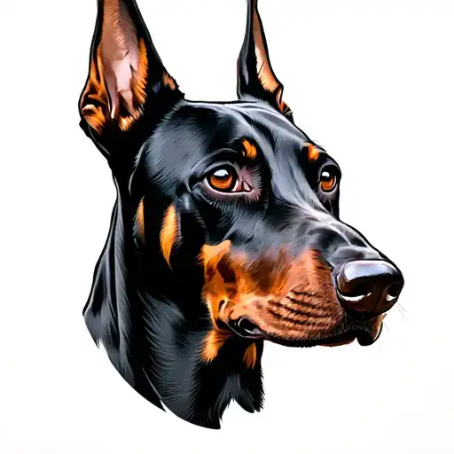 Black Side Profile Of Doberman Dog