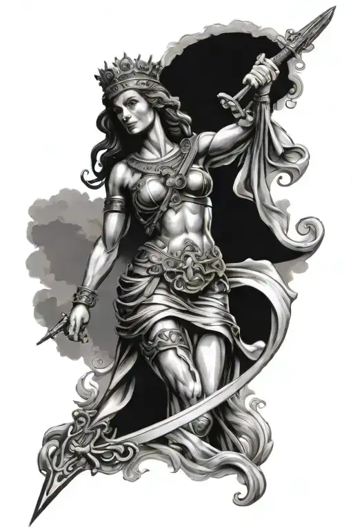 Justitia Roman Goddess Holding A Sword