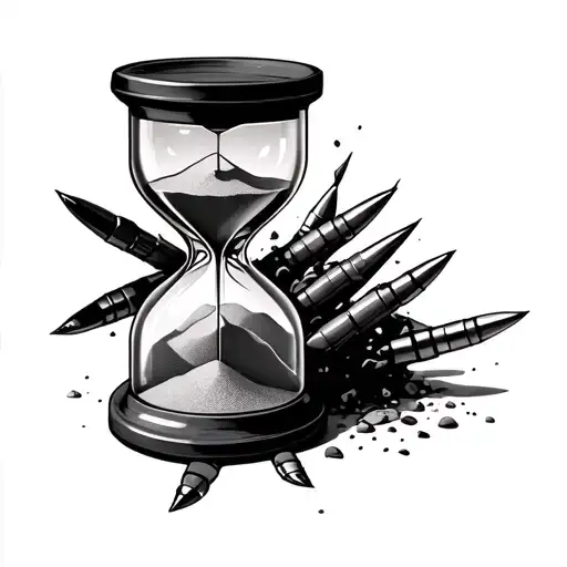 Hourglass With Sand Transforming Into Soldiers Or Bullets