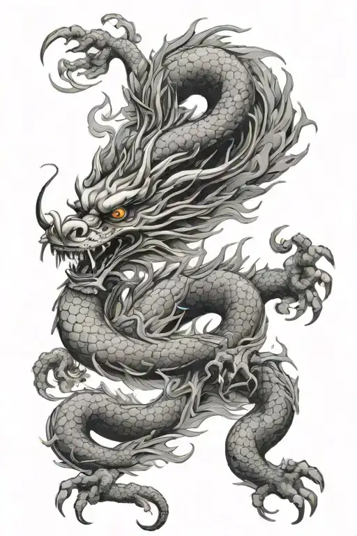 Chinese Dragon And Smoke Forming The Shape