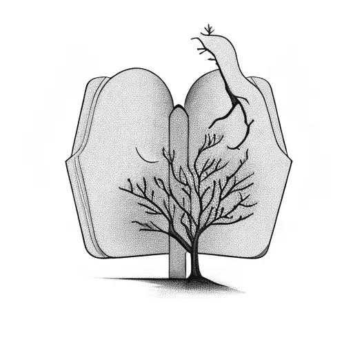 Open Book With A Tree Coming Out The Book And A Trumpet