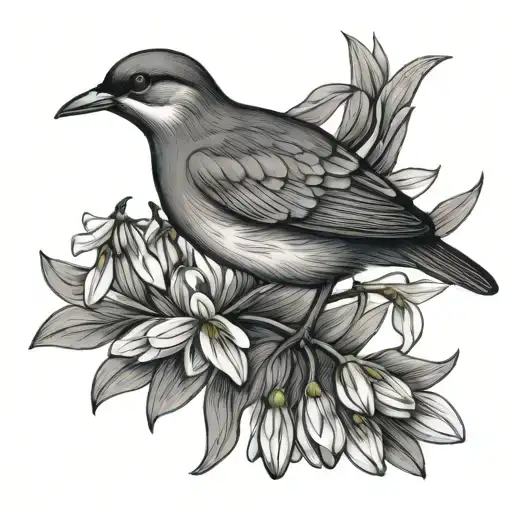 Bird Carrying Snowdrops