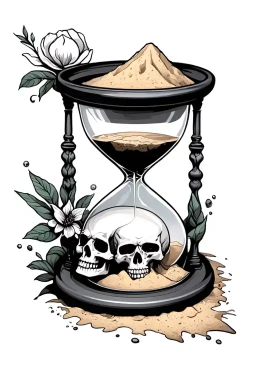 Hour Glass With Sand And Skull In Base