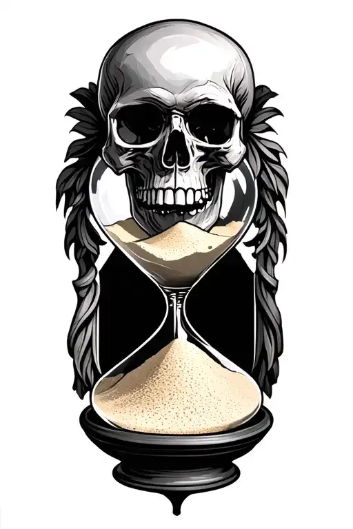 Hour Glass With Sand And Skull In Base