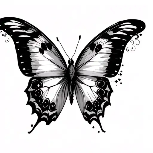 Black And White Butterfly For Men With Clock Surrounded