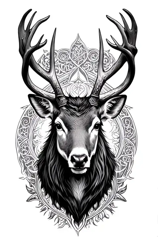 Scottish Deer Stag Head And Norse Mythology