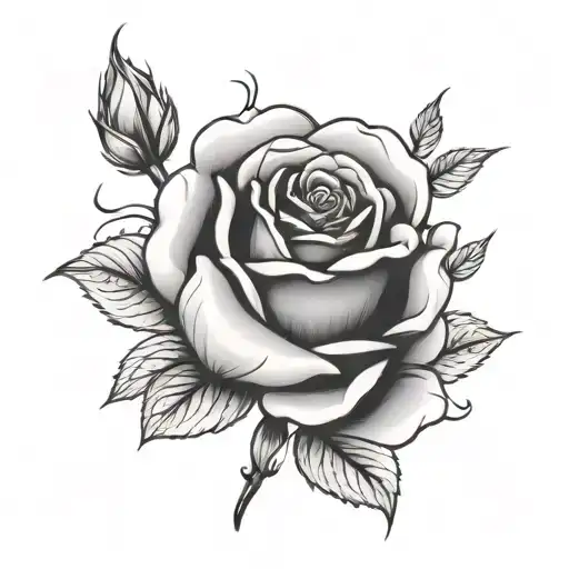 Fine Line Rose Tattoo With Name Written