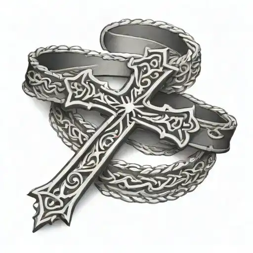 Christian Necklace Cross Wrapped On Wrist Band
