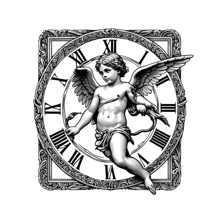 Cupid And Bow With Roman Numerals Under It