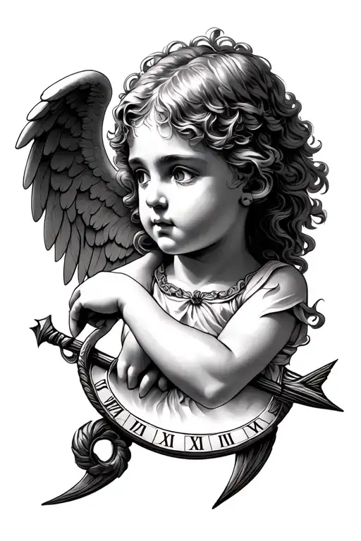 Cupid And Bow With Roman Numerals Under It Mmvxii