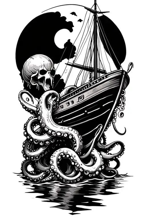 Boat Attacked By Octopus Wrapped