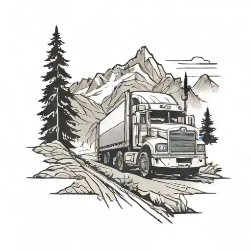 Truck Driving Into Mountain Landscape